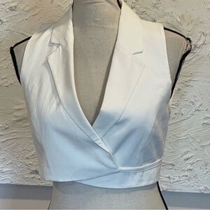 ZARA Tailored Linen Blend Waistcoat Vest White Size XS NWT